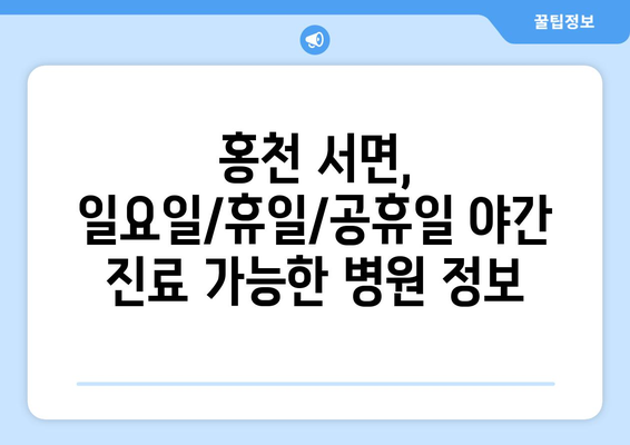 강원도 홍천군 서면 일요일 휴일 공휴일 야간 진료병원 리스트