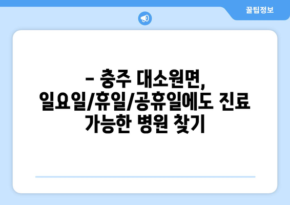 충청북도 충주시 대소원면 일요일 휴일 공휴일 야간 진료병원 리스트