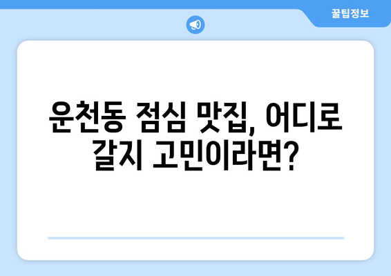 충청북도 청주시 흥덕구 운천동 점심 맛집 추천 한식 중식 양식 일식 TOP5