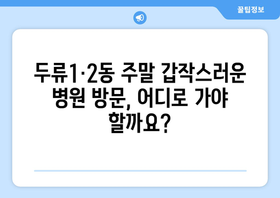 대구시 달서구 두류1·2동 일요일 휴일 공휴일 야간 진료병원 리스트