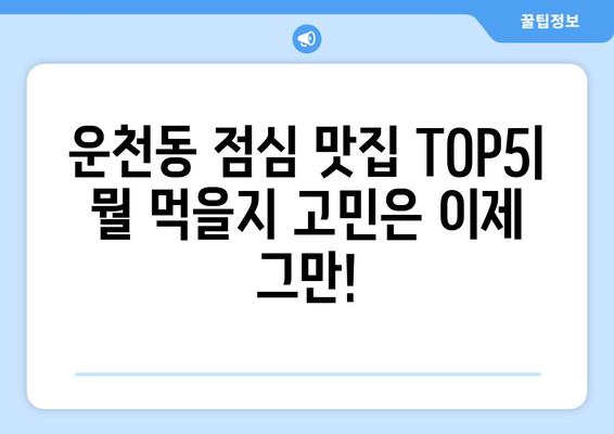 충청북도 청주시 흥덕구 운천동 점심 맛집 추천 한식 중식 양식 일식 TOP5