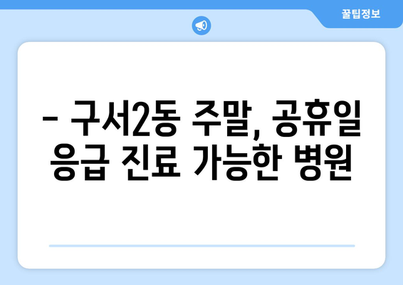 부산시 금정구 구서2동 일요일 휴일 공휴일 야간 진료병원 리스트