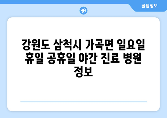 강원도 삼척시 가곡면 일요일 휴일 공휴일 야간 진료병원 리스트