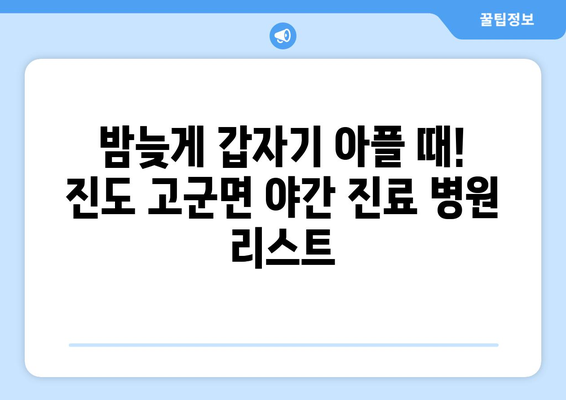 전라남도 진도군 고군면 일요일 휴일 공휴일 야간 진료병원 리스트