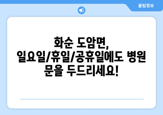 전라남도 화순군 도암면 일요일 휴일 공휴일 야간 진료병원 리스트