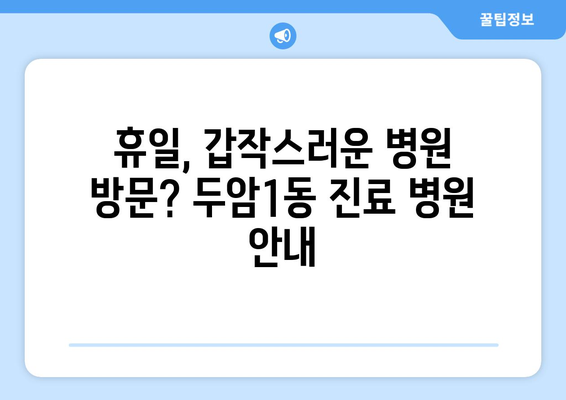 광주시 북구 두암1동 일요일 휴일 공휴일 야간 진료병원 리스트