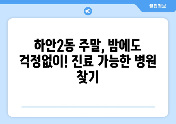 경기도 광명시 하안2동 일요일 휴일 공휴일 야간 진료병원 리스트