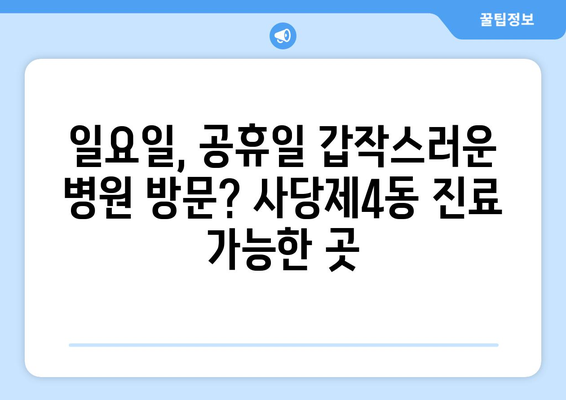 서울시 동작구 사당제4동 일요일 휴일 공휴일 야간 진료병원 리스트