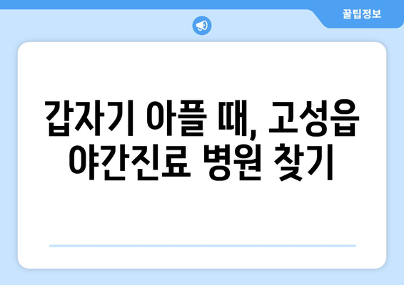 경상남도 고성군 고성읍 일요일 휴일 공휴일 야간 진료병원 리스트