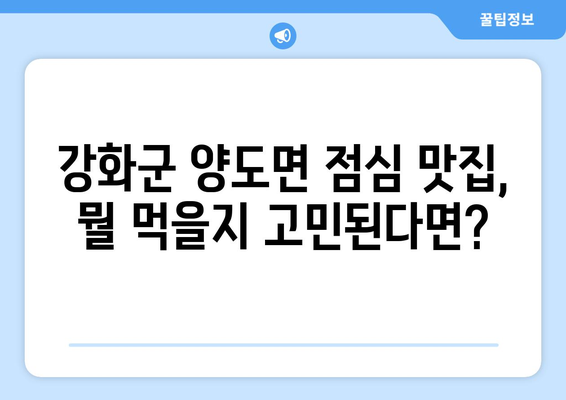 인천시 강화군 양도면 점심 맛집 추천 한식 중식 양식 일식 TOP5