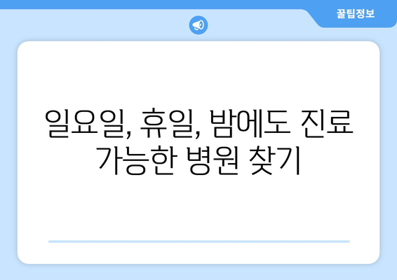 부산시 금정구 부곡4동 일요일 휴일 공휴일 야간 진료병원 리스트