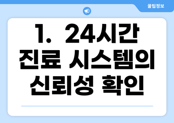 1.  24시간 진료 시스템의 신뢰성 확인