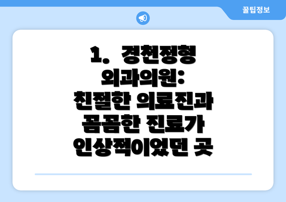 1.  경천정형외과의원: 친절한 의료진과 꼼꼼한 진료가 인상적이었던 곳