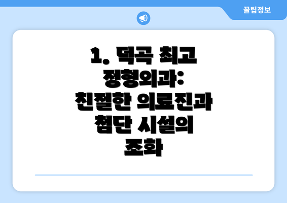 1. 덕곡 최고 정형외과:  친절한 의료진과 첨단 시설의 조화