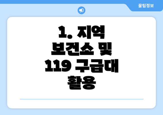 1. 지역 보건소 및 119 구급대 활용