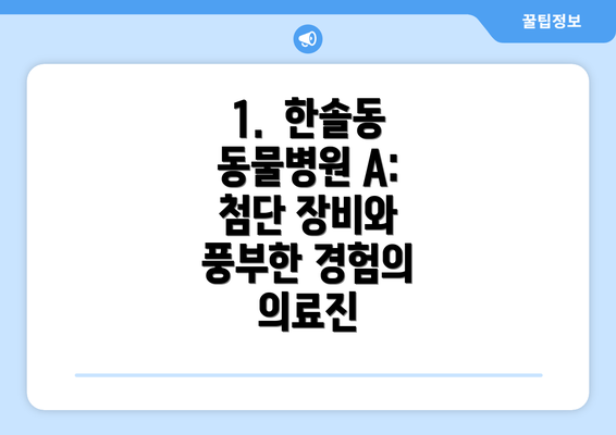 1.  한솔동 동물병원 A: 첨단 장비와 풍부한 경험의 의료진