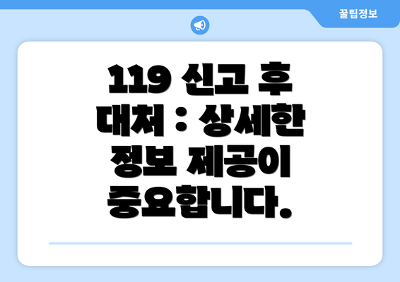 119 신고 후 대처 : 상세한 정보 제공이 중요합니다.