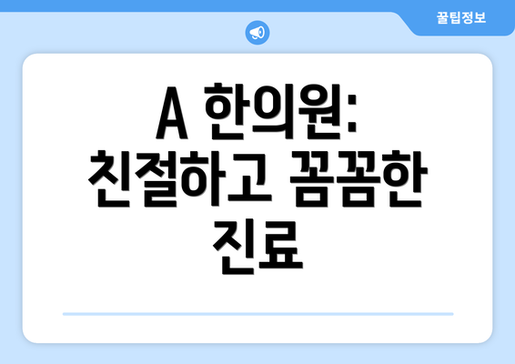 A 한의원:  친절하고 꼼꼼한 진료