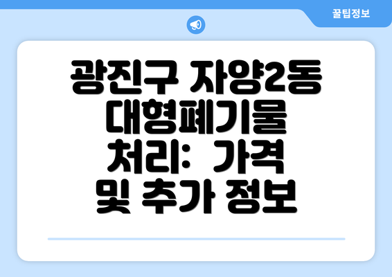 광진구 자양2동 대형폐기물 처리:  가격 및 추가 정보