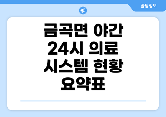 금곡면 야간 24시 의료 시스템 현황 요약표