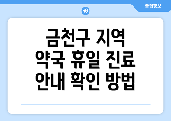 금천구 지역 약국 휴일 진료 안내 확인 방법