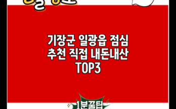 기장군 일광읍 점심 추천 직접 내돈내산 TOP3