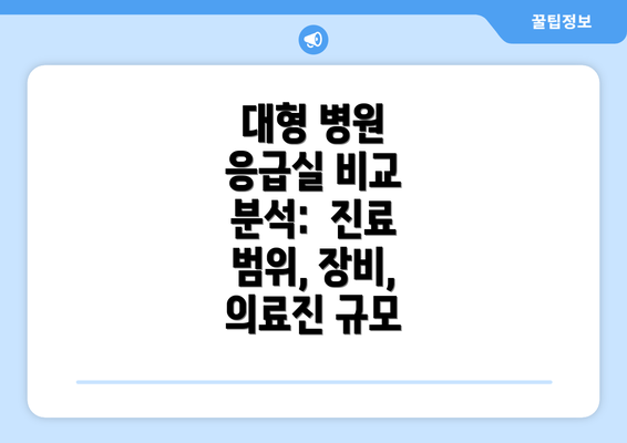 대형 병원 응급실 비교 분석:  진료 범위, 장비, 의료진 규모