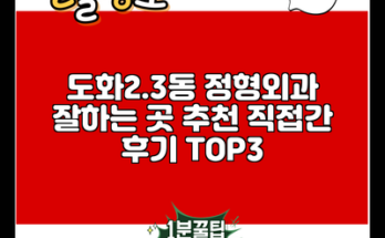 도화2.3동 정형외과 잘하는 곳 추천 직접간 후기 TOP3