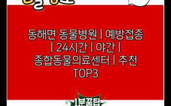 동해면 동물병원 | 예방접종 | 24시간 | 야간 | 종합동물의료센터 | 추천 TOP3