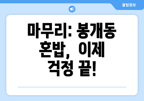 마무리: 봉개동 혼밥,  이제 걱정 끝!