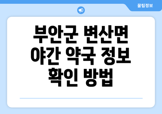 부안군 변산면 야간 약국 정보 확인 방법