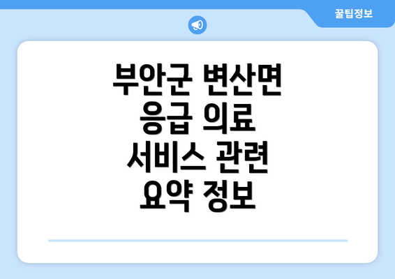 부안군 변산면 응급 의료 서비스 관련 요약 정보