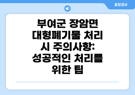 부여군 장암면 대형폐기물 처리 시 주의사항:  성공적인 처리를 위한 팁