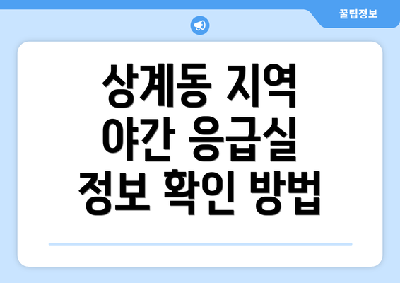 상계동 지역 야간 응급실 정보 확인 방법