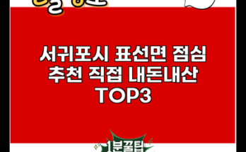 서귀포시 표선면 점심 추천 직접 내돈내산 TOP3