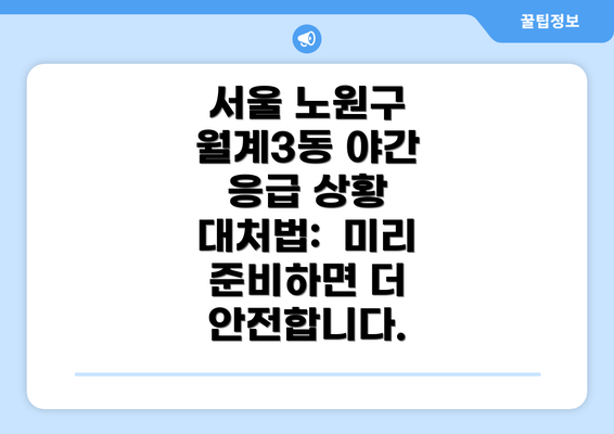 서울 노원구 월계3동 야간 응급 상황 대처법:  미리 준비하면 더 안전합니다.