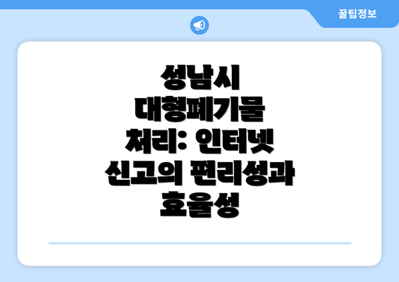 성남시 대형폐기물 처리: 인터넷 신고의 편리성과 효율성