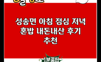 성송면 아침 점심 저녁 혼밥 내돈내산 후기 추천