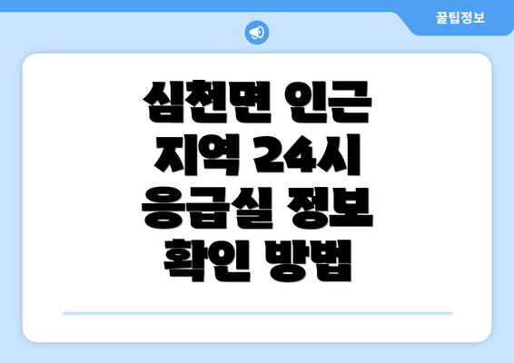 심천면 인근 지역 24시 응급실 정보 확인 방법