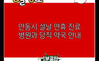 안동시 설날 연휴 진료 병원과 당직 약국 안내