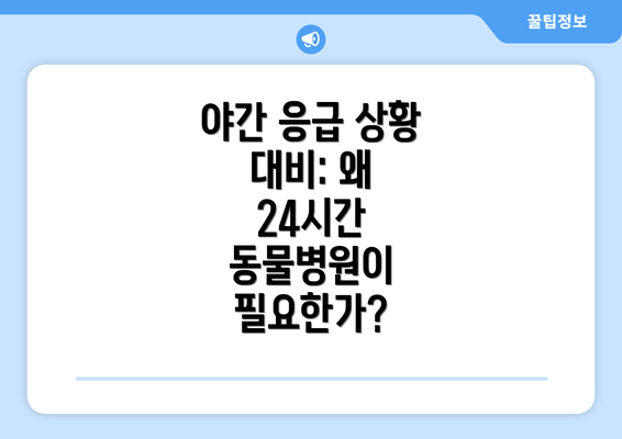 야간 응급 상황 대비: 왜 24시간 동물병원이 필요한가?