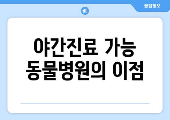 야간진료 가능 동물병원의 이점