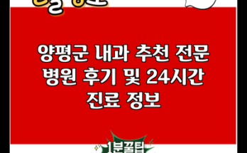 양평군 내과 추천 전문 병원 후기 및 24시간 진료 정보