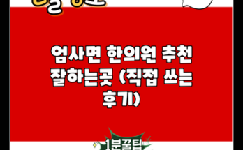 엄사면 한의원 추천 잘하는곳 (직접 쓰는 후기)