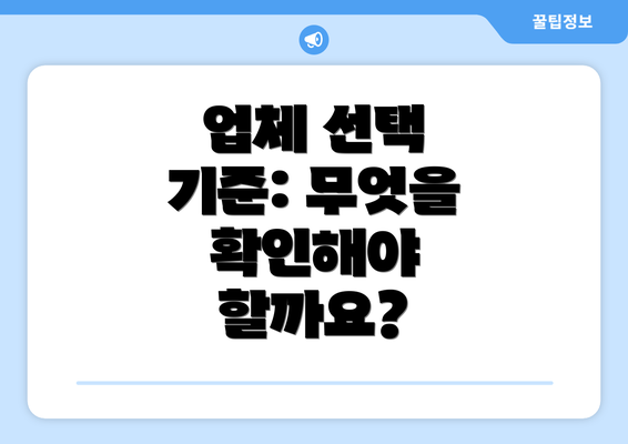 업체 선택 기준: 무엇을 확인해야 할까요?