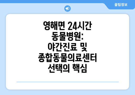 영해면 24시간 동물병원: 야간진료 및 종합동물의료센터 선택의 핵심