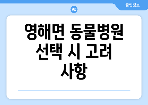 영해면 동물병원 선택 시 고려 사항