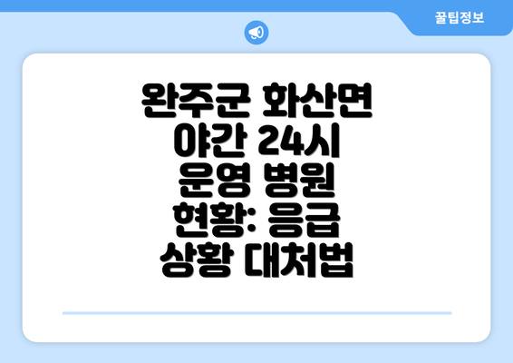 완주군 화산면 야간 24시 운영 병원 현황: 응급 상황 대처법