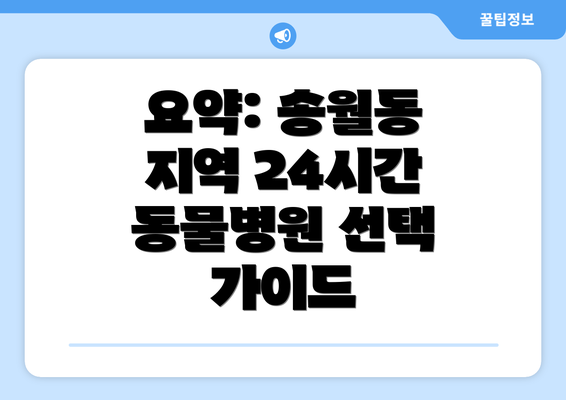 요약: 송월동 지역 24시간 동물병원 선택 가이드