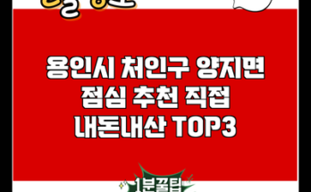 용인시 처인구 양지면 점심 추천 직접 내돈내산 TOP3